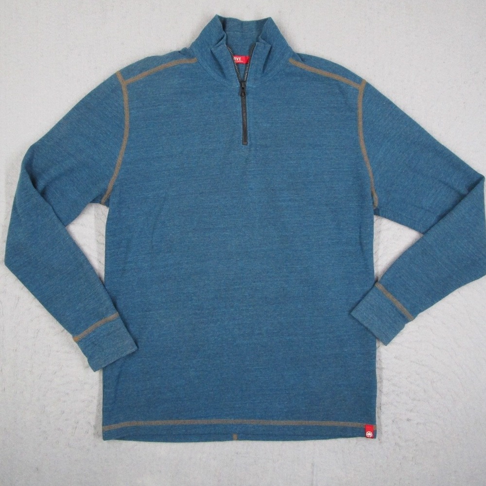 Agave Denim Julias LS Quarter Zip Pullover Mens Medium Blue AgaveLux Made in USA